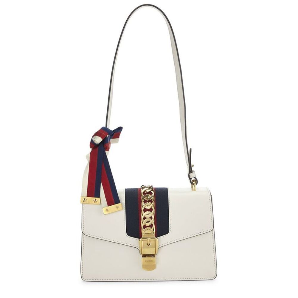 Gucci White Leather Sylvie Shoulder Small (Authentic Pre-Loved)